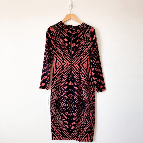 Maggy London Tie Dye Printed Crepe Midi Dress Sz 2 - Picture 7 of 13